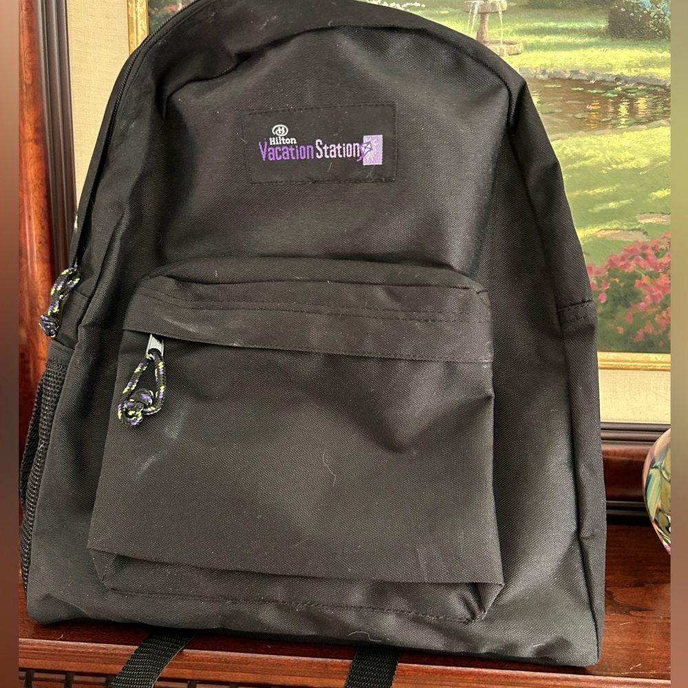 NWOT Fun & Cute black backpack with great front multiple zipper pockets